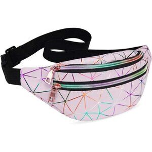 Holographic Fanny Packs for Women Waterproof Waist Pack w/ Adjustable Strap